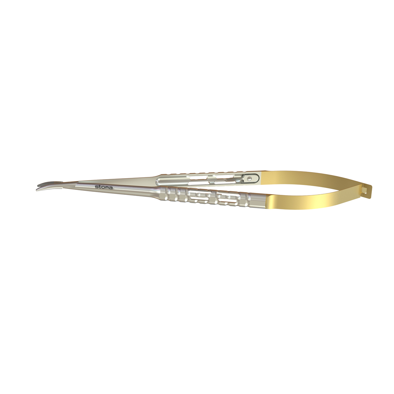 Micro needle holder, Barraquer, TC, 0,8 mm, curved, 18 cm, hy-light®